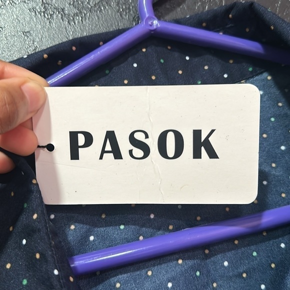 PASOK Men’s Polka Dot short Sleeve Button Down Shirt Size Small NWT - Picture 5 of 6